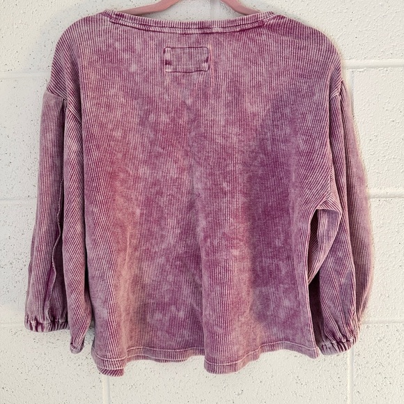 Pilcro by Anthropologie Mauve Waffle Knit Top | Size Small | Made in India - Picture 6 of 8
